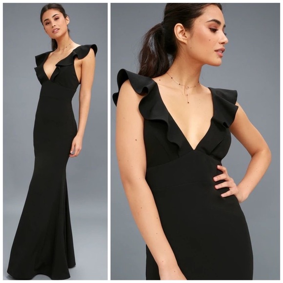 Lulus Perfect Opportunity Black Maxi Dress with Ruffle Straps Size Medium - Picture 2 of 10